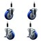 Service Caster 4'' Blue Poly Wheel Swivel 7/8'' Expanding Stem Caster Set 2 Brakes, 4PK SCC-EX20S414-PPUB-BLUE-2-TLB-2-78 - alternate 1